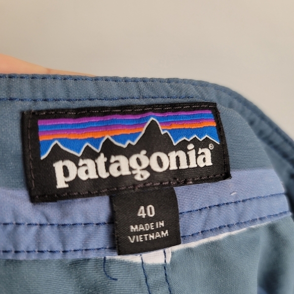 Patagonia Men 40 Blue Stripe Wavefarer Board Shorts Swim Trunks STY86580 - Picture 3 of 11